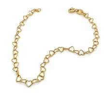 Sterling Silver Gold Plated Heart Links Bracelet