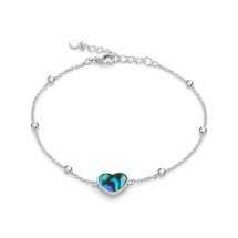 Sterling Silver Paula Shell Heart Charm Bracelet