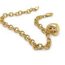 Sterling Silver Gold Puffed Heart Chunky Bracelet