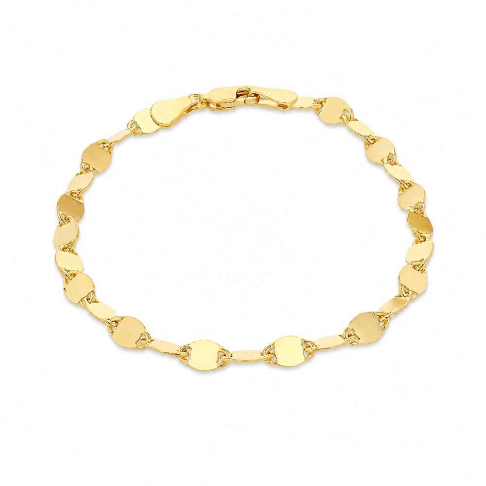 8.29.6281 Sterling Silver Gold Plated Flat Mirror 4.8mm Link Bracelet front image