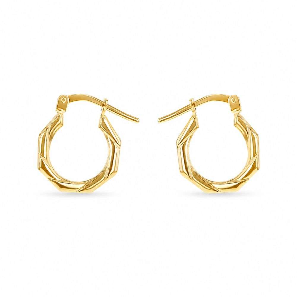 8.51.3217 Sterling Silver 9ct Bonded Octagon Twisted Creole Earring Front Image