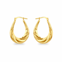 Silver 9ct Yellow Gold Bonded 25mm Twist Creole Earrings