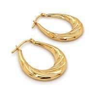 Silver 9ct Yellow Gold Bonded 25mm Twist Creole Earrings
