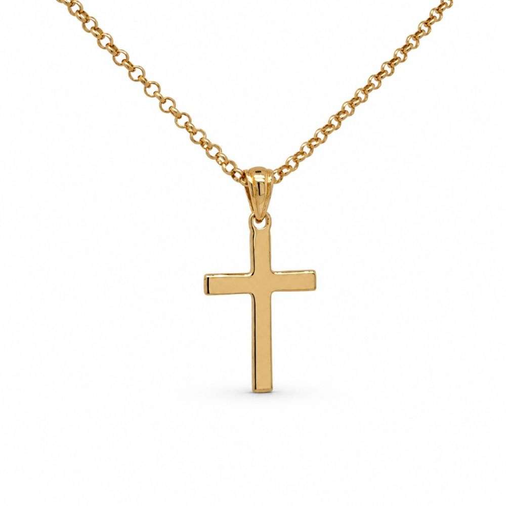 8.64.3167 Sterling Silver Gold Plated 20mm x 14mm Plain Cross Pendant front image