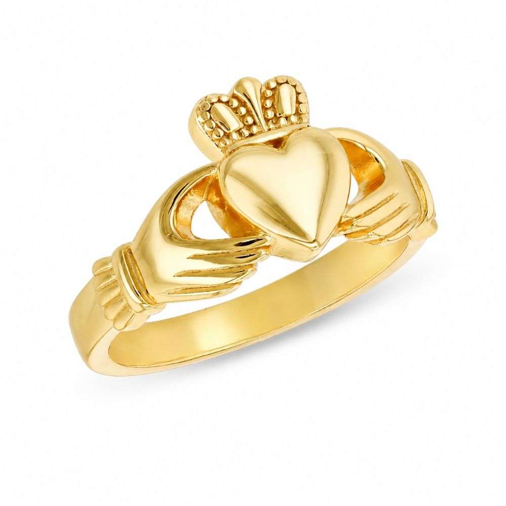 8.82.0179 Sterling Silver Gold Plated Traditional Plain Claddagh Ring standing Image 8.82.0179 Sterling Silver Gold Plated Traditional Plain Claddagh Ring standing Image