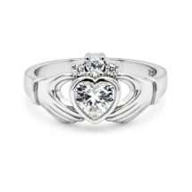 Sterling Silver CZ Set Classic Claddagh Ring