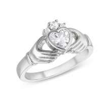 Sterling Silver CZ Set Classic Claddagh Ring