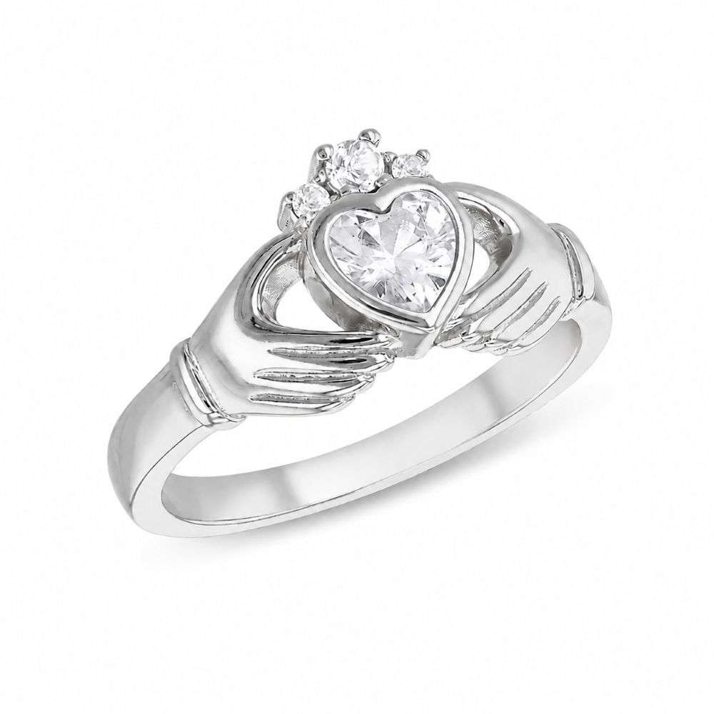 8.82.0209 Sterling Silver Claddagh CZ Set Ring Standing Image
