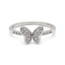 Sterling Silver Pave CZ Butterfly Ring