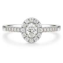 9ct Gold 33pts Oval Round Brilliant Halo Diamond Ring