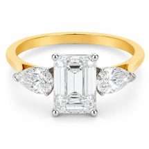 18ct Gold 1.70ct Lab Emerald Cut Pear Diamond 3 Stone Ring