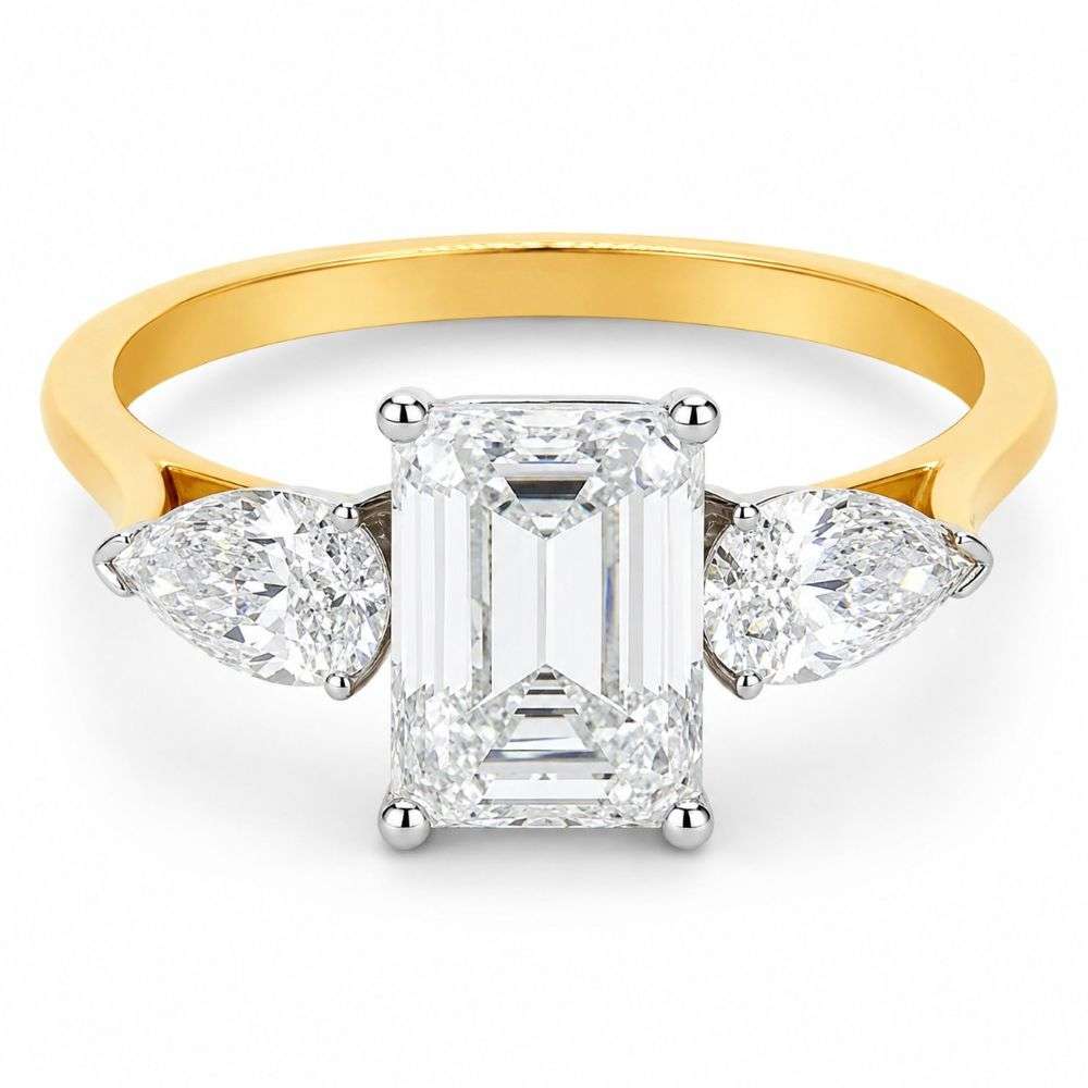 91685R170ELG-18Y-18ct-yellow-gold-1.20ct-emerald-cut-lab-diamond-and-50pts-pear-sides-3-stone-front-image 91685R170ELG-18Y-18ct-yellow-gold-1.20ct-emerald-cut-lab-diamond-and-50pts-pear-sides-3-stone-front-image