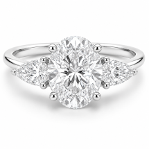 Platinum Oval And Pear 1.70ct Lab Diamond 3 Stone Ring
