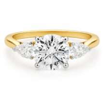 18ct Gold Round And Pear 1.70ct Lab Diamond 3 Stone Ring