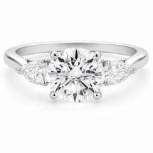 Platinum Round And Pear 1.70ct Lab Diamond 3 Stone Ring