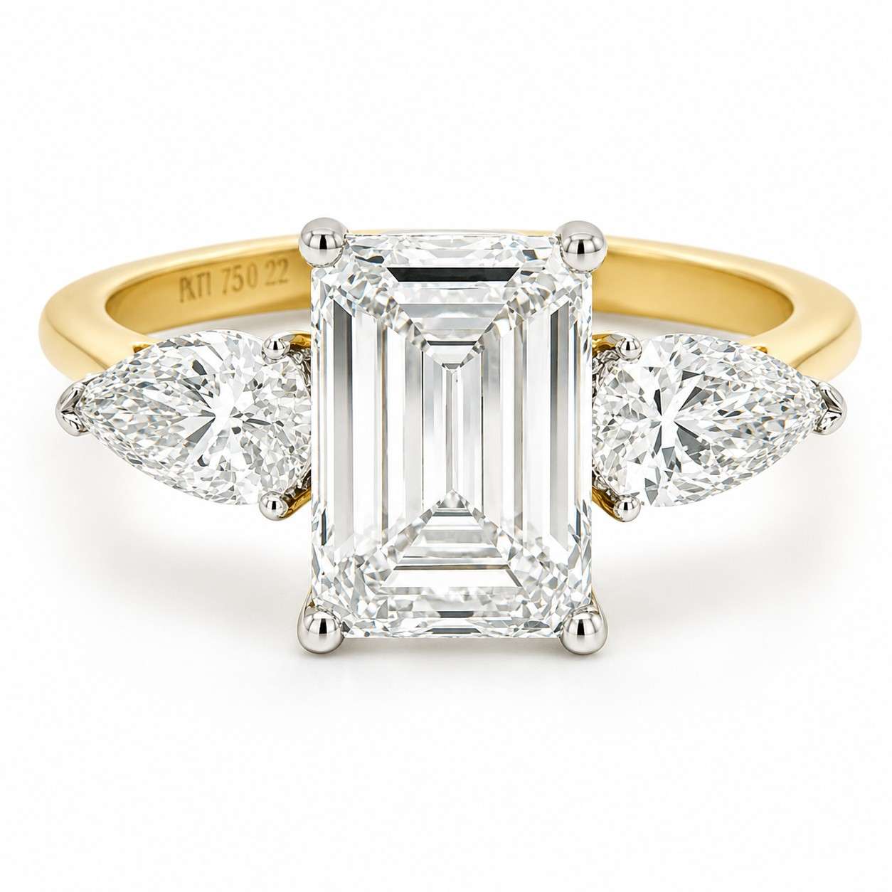91685R290ELG-18Y-18ct-gold-2.90ct-lab-emerald-cut-and-pear-3-stone-ring-front-image 91685R290ELG-18Y-18ct-gold-2.90ct-lab-emerald-cut-and-pear-3-stone-ring-front-image