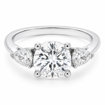 Platinum Round And Pear 2.90ct Lab Diamond 3 Stone Ring