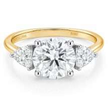 18ct Gold  Round And Trilliant 1.50ct Lab Diamond 3 Stone Ring