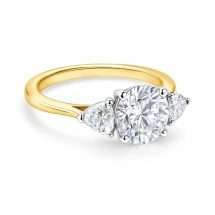 18ct Gold  Round And Trilliant 1.50ct Lab Diamond 3 Stone Ring