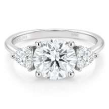 Platinum Round and Trilliant 1.50ct Lab Diamond 3 Stone Ring