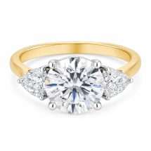 18ct Gold Round And Trilliant 2.50ct Lab Diamond 3 Stone Ring