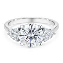 Platinum Round And Trilliant 2.50ct Lab Diamond 3 Stone Ring