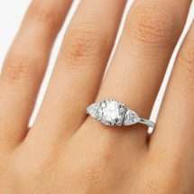 Platinum Round And Trilliant 2.50ct Lab Diamond 3 Stone Ring