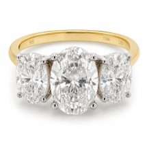 18ct Gold 3.50ct Lab Oval Cut Diamond 3 Stone Ring