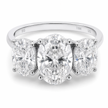 Platinum 3.50ct Lab Oval Cut Diamond Sides 3 Stone Ring