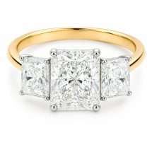 18ct Gold Radiant 3.56ct Lab Diamond 3 Stone Ring