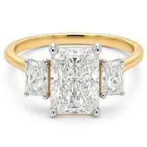 18ct Gold Emerald Cut 2.50ct Lab Diamond 3 Stone Ring