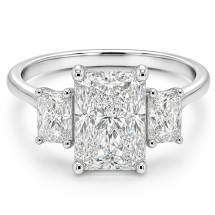 Platinum Emerald Cut 2.50ct Lab Diamond 3 Stone Ring