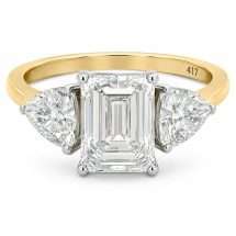 18ct Gold 3.20ct Lab Emerald Cut Trilliant Diamond 3 Stone