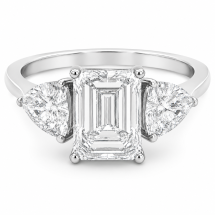Platinum 3.20ct Lab Emerald Cut Trilliant Diamond Ring