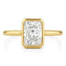 9ct Yellow Gold 1.50ct Radiant Lab Bezel Set Diamond Ring