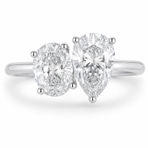 Platinum 2.40ct Lab Oval And Pear Diamond Ring