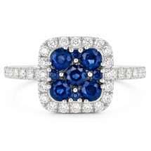 9ct Gold 35pts Diamonds Sapphire Cluster Ring