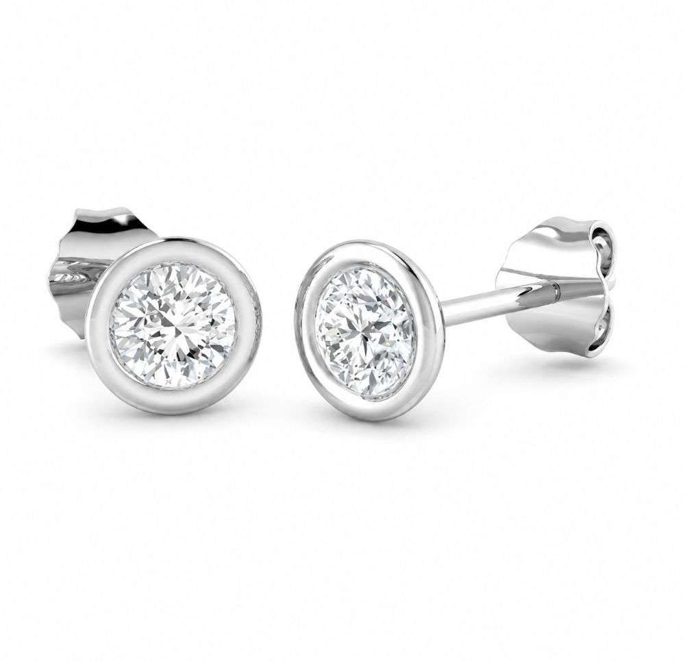 982555 9ct White Gold 0.57ct Round Cut Lab Diamond Bezel Stud Earrings Main Image 982555 9ct White Gold 0.57ct Round Cut Lab Diamond Bezel Stud Earrings Main Image