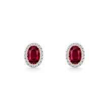 9ct Gold Lab Diamond And Ruby Halo Stud Earrings