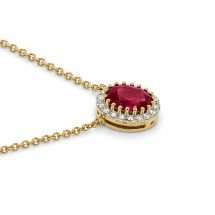 9ct Gold Lab Diamond And Lab Ruby Halo Necklace