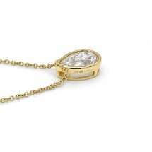 9ct Gold 1.04ct Pear Lab Diamond Bezel Necklace