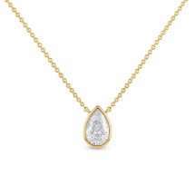 9ct Gold 1.04ct Pear Lab Diamond Bezel Necklace