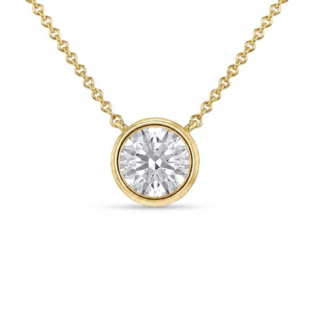 982588 9ct Yellow Gold 1.00ct Round Cut Lab Diamond Bezel Necklace Main Image 982588 9ct Yellow Gold 1.00ct Round Cut Lab Diamond Bezel Necklace Main Image