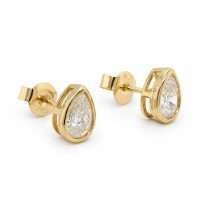 9ct Gold 1.02ct Pear Lab Diamond Bezel Set Stud Earrings
