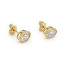 9ct Gold 1.04ct Oval Cut Lab Diamond Bezel Stud Earrings