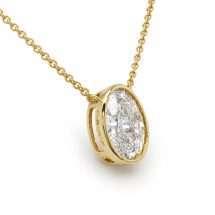 9ct Yellow Gold 1.08ct Oval Lab Diamond Bezel Set Necklace