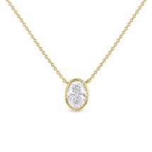 9ct Yellow Gold 1.08ct Oval Lab Diamond Bezel Set Necklace