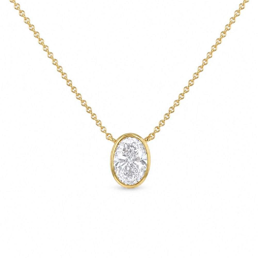 982591 9ct Yellow Gold 1.00ct Oval Cut Lab Diamond Bezel Necklace Main Image 982591 9ct Yellow Gold 1.00ct Oval Cut Lab Diamond Bezel Necklace Main Image