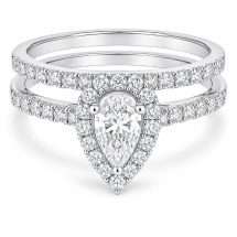 9ct Gold 1.00ct Pear Diamond Matching Ring Set
