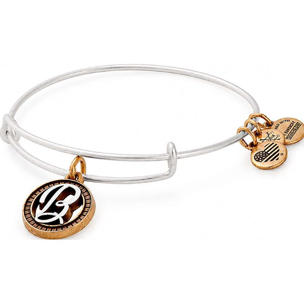 A18EBINT02TTRS Alex and Ani two tone initial B charm bangle front image